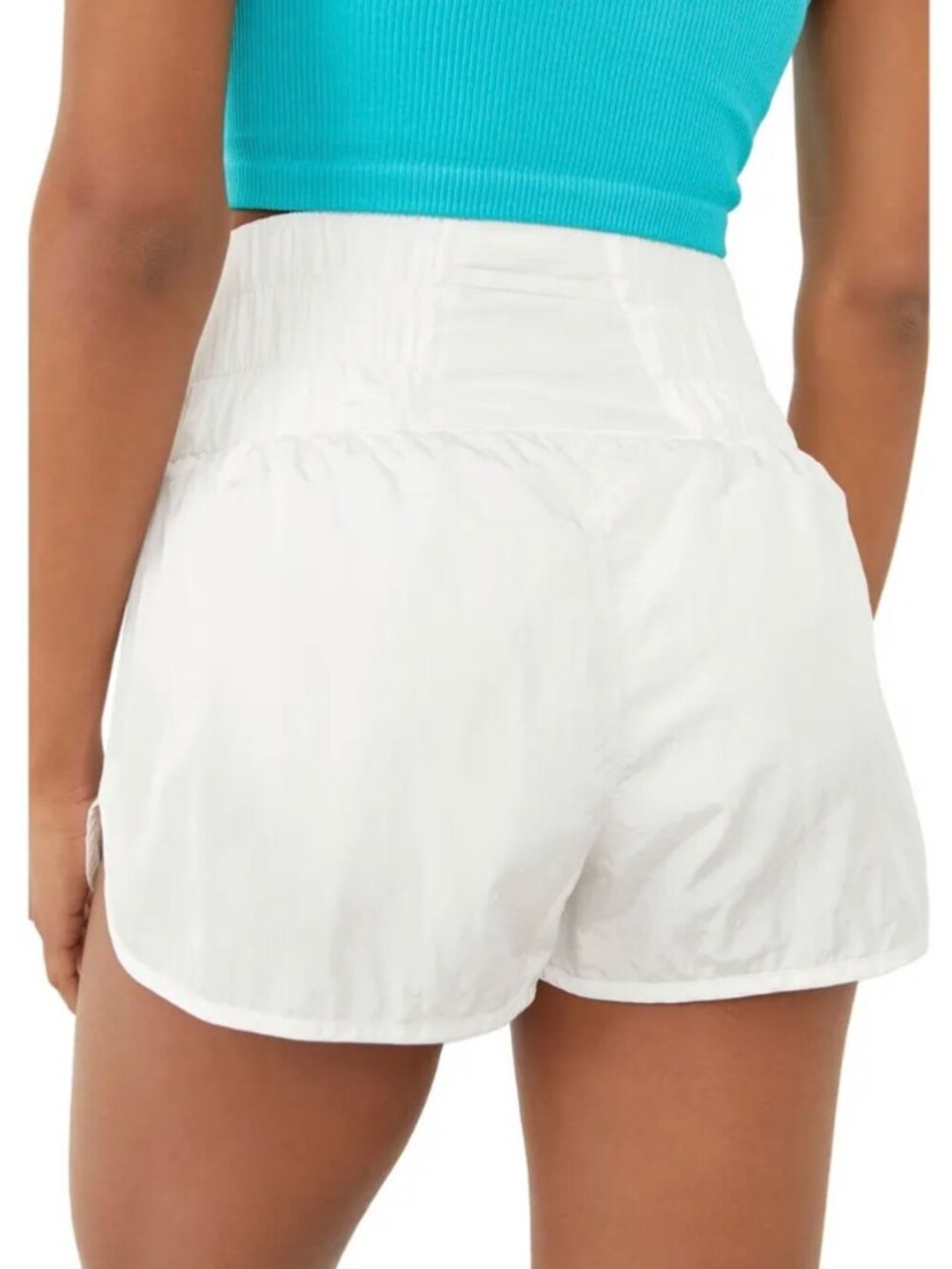 FREE PEOPLE MOVEMENT Solid White "The Way Home" Hi-Rise Nylon Shorts Size Small